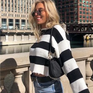 Princess Polly LONDON BRIDGE SWEATER WHITE/BLACK